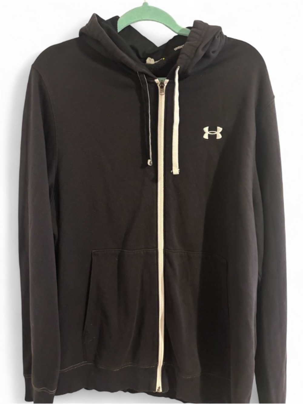 Under Armour Men’s Black Zip-Up Hoodie with White Logo
